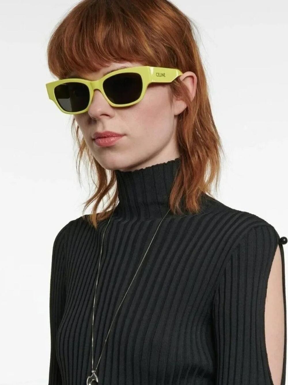 New Celine CL40197U 93A Neon Lime Sunglasses Authentic